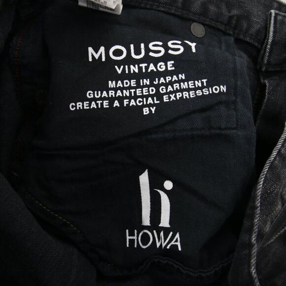 Moussy Jeans Black Alhambra Flare Distressed High Rise Faded Leather Size 30 - Picture 12 of 16